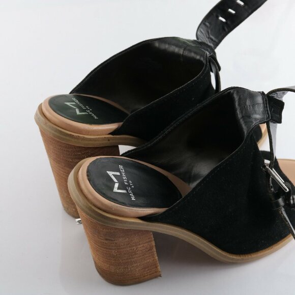 Marc Fisher Womens Vashi Sandal Size 9 Black Suede Block Heel Ankle Strap Bootie - Picture 12 of 12